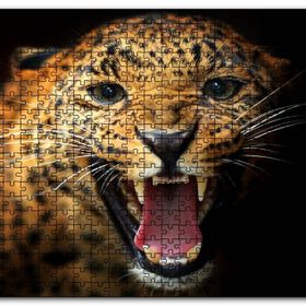 Cakapuzzle Agresif Leopar Siyah Zemin Ahşap 500 Parça Puzzle