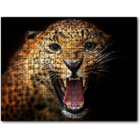 Cakapuzzle Agresif Leopar Siyah Zemin Ahşap 500 Parça Puzzle