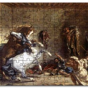 Cakapuzzle Ahırda Dövüşen Arap Atları Sanat Görseli Mdf 255 Parça Puzzle
