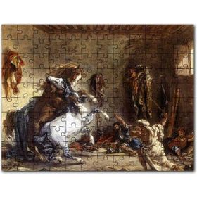 Cakapuzzle Ahırda Dövüşen Arap Atları Sanat Görseli Mdf 255 Parça Puzzle