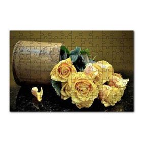 Cakapuzzle Ahşap Vazodan Dökülen Sarı Güller 120 Parça Ahşap Puzzle