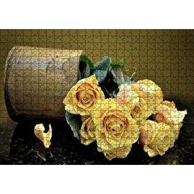 Cakapuzzle Ahşap Vazodan Dökülen Sarı Güller 120 Parça Ahşap Puzzle