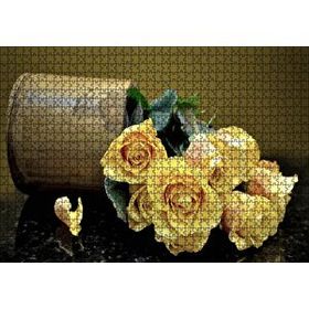 Cakapuzzle Ahşap Vazodan Dökülen Sarı Güller 120 Parça Ahşap Puzzle