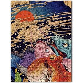 Cakapuzzle Ahtapot Balıklar ve Günbatımı İllüstrasyon Mdf 1000 Parça Puzzle