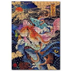 Cakapuzzle Ahtapot ve Deniz Canlıları İllüstrasyon Mdf 120 Parça Puzzle