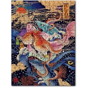 Cakapuzzle Ahtapot ve Deniz Canlıları İllüstrasyon Mdf 120 Parça Puzzle