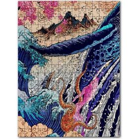Cakapuzzle Ahtapot Yunus Balina ve Dalgalar Mdf 120 Parça Puzzle