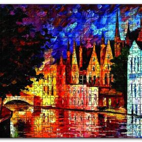 Cakapuzzle Akarsu Köprü Binalar Yağlıboya Ahşap 1000 Parça Puzzle