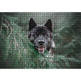 Cakapuzzle Akita Kahverengi Siyah Köpek ve Çam Yaprakları 1000 Parça Puzzle