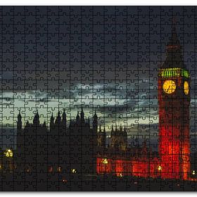 Cakapuzzle Akşam Karanlığında Big Ben Saat Kulesi Mdf 120 Parça Puzzle