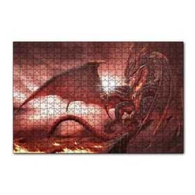 Cakapuzzle Alevler İçindeki Gemi ve Ejderha 120 Parça Ahşap Puzzle