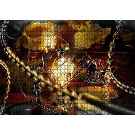 Cakapuzzle Alevler İçindeki Hayalet Sürücü ve Zinciri 120 Parça Ahşap Puzzle