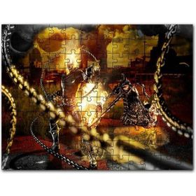 Cakapuzzle Alevler İçindeki Hayalet Sürücü ve Zinciri Mdf 120 Parça Puzzle