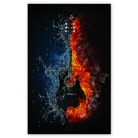 Cakapuzzle Alevli Buzlu Gitar Ahşap 1000 Parça Puzzle