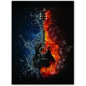 Cakapuzzle Alevli Buzlu Gitar Ahşap 255 Parça Puzzle