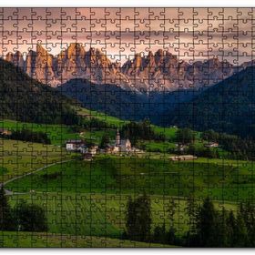 Cakapuzzle Alplerdeki Kasaba ve Çıplak Zirveler Mdf 120 Parça Puzzle