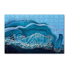 Cakapuzzle Altın Damarlı Mavi Doku 120 Parça Ahşap Puzzle
