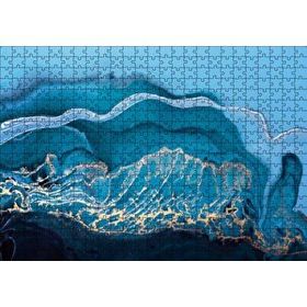 Cakapuzzle Altın Damarlı Mavi Doku 120 Parça Ahşap Puzzle