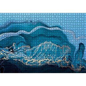Cakapuzzle Altın Damarlı Mavi Doku 120 Parça Ahşap Puzzle