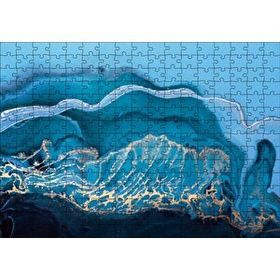 Cakapuzzle Altın Damarlı Mavi Doku 120 Parça Ahşap Puzzle
