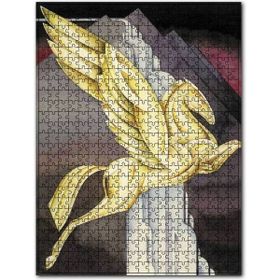 Cakapuzzle Altın Kanatlı At ve Gri Şekiller 500 Parça Puzzle