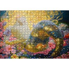 Cakapuzzle Altın Saçlı Deniz Kızı Çiçekler ve Küçük Japon Balığı 500 Parça Puzzle