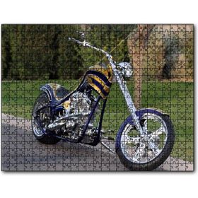 Cakapuzzle Altın ve Lacivert Chopper Motorsiklet 1000 Parça Puzzle