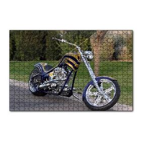 Cakapuzzle Altın ve Lacivert Chopper Motorsiklet 120 Parça Ahşap Puzzle