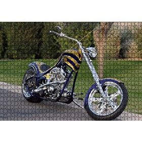 Cakapuzzle Altın ve Lacivert Chopper Motorsiklet 120 Parça Ahşap Puzzle