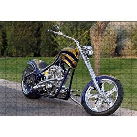 Cakapuzzle Altın ve Lacivert Chopper Motorsiklet 120 Parça Ahşap Puzzle