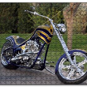 Cakapuzzle Altın ve Lacivert Chopper Motorsiklet Mdf 120 Parça Puzzle
