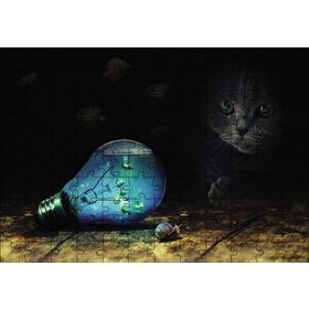 Cakapuzzle Ampul Balıklar Kedi Mavi Salyangoz 120 Parça Ahşap Puzzle