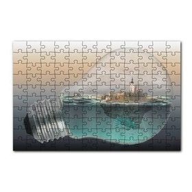 Cakapuzzle Ampul İçinde Okyanus ve Ada İllüstrasyonu 120 Parça Ahşap Puzzle