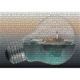 Cakapuzzle Ampul İçinde Okyanus ve Ada İllüstrasyonu 120 Parça Ahşap Puzzle