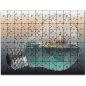 Cakapuzzle Ampul İçinde Okyanus ve Ada İllüstrasyonu Mdf 120 Parça Puzzle