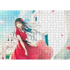 Cakapuzzle Animasyon Filmi Kırmızılı Çiçekli Kız 120 Parça Ahşap Puzzle