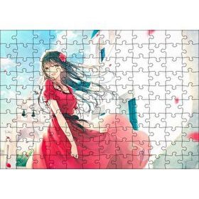Cakapuzzle Animasyon Filmi Kırmızılı Çiçekli Kız 120 Parça Ahşap Puzzle