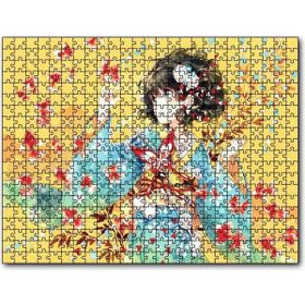 Cakapuzzle Anime Kimonolu Kız ve Japon Balıkları Mdf 500 Parça Puzzle