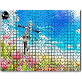 Cakapuzzle Anime Kız Bulutlu Gökler Laleler Ahşap 1000 Parça Puzzle