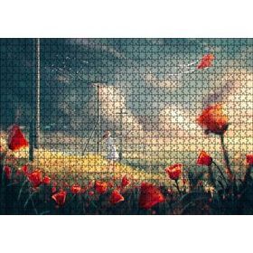 Cakapuzzle Anime Kız Uçurtmalar Rüzgar Çiçekler Görseli Mdf 1000 Parça Puzzle