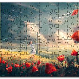 Cakapuzzle Anime Kız Uçurtmalar Rüzgar Çiçekler Görseli Mdf 500 Parça Puzzle