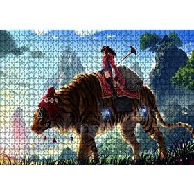 Cakapuzzle Anime Kız ve Dev Kaplan 120 Parça Ahşap Puzzle