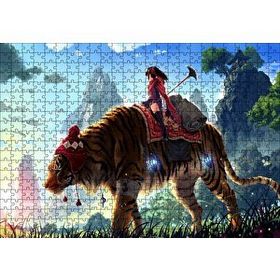 Cakapuzzle Anime Kız ve Dev Kaplan 120 Parça Ahşap Puzzle