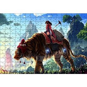 Cakapuzzle Anime Kız ve Dev Kaplan 120 Parça Ahşap Puzzle