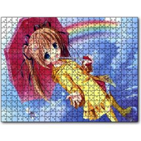 Cakapuzzle Anime Şemsiyeli Küçük Kız ve Gökkuşağı 1000 Parça Puzzle
