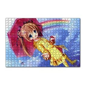 Cakapuzzle Anime Şemsiyeli Küçük Kız ve Gökkuşağı 120 Parça Ahşap Puzzle