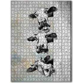 Cakapuzzle Anlamlı Bakışlı Üç İnek Görseli Ahşap 255 Parça Puzzle