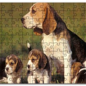 Cakapuzzle Anne Beagle ve Sevimli Yavruları Mdf 120 Parça Puzzle