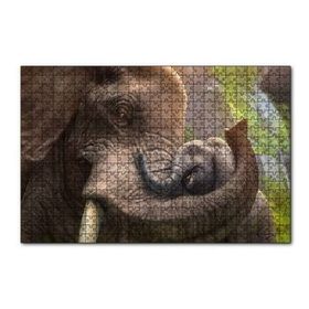 Cakapuzzle Anne Fil ve Mutlu Yavrusu Dijital Çizim 120 Parça Ahşap Puzzle