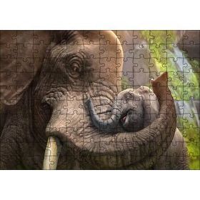 Cakapuzzle Anne Fil ve Mutlu Yavrusu Dijital Çizim 120 Parça Puzzle